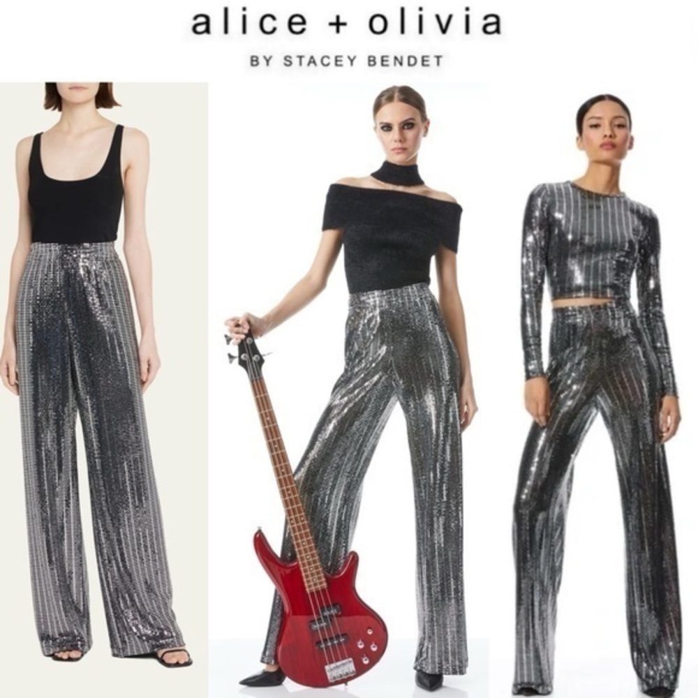 ALICE + OLIVIA ELBA WIDE LEG PANT SIZE SMALL 350$ NWT